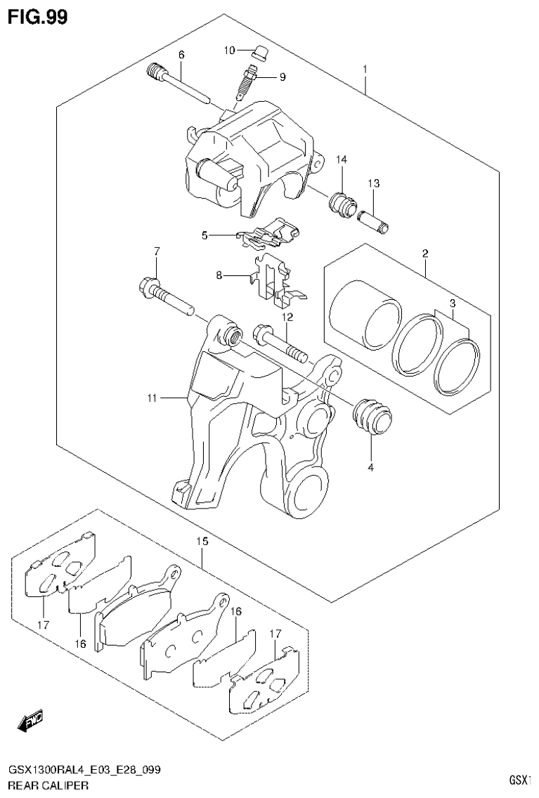 Suzuki GSX1300RAL4_E03_E28(9900B-30900) REAR CALIPER parts diagram