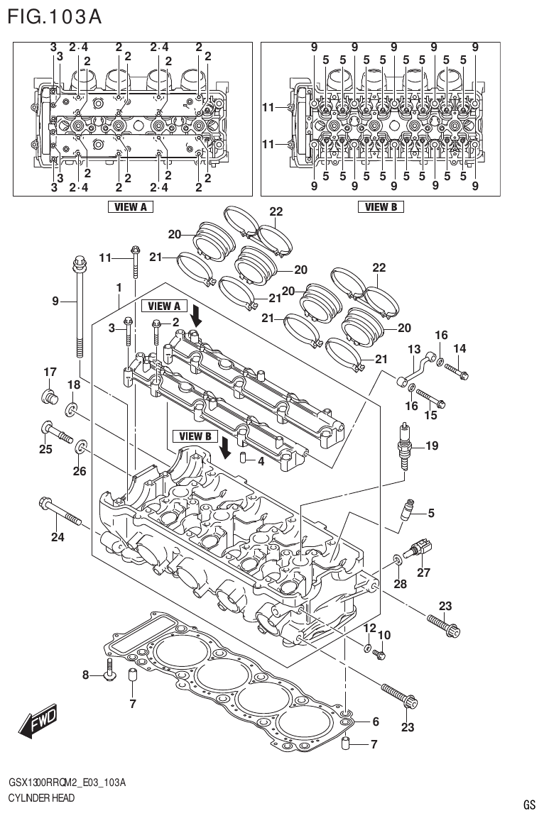 Suzuki GSX1300RRQM2_E03(9900B-31813-000)-1 CYLINDER HEAD parts diagram