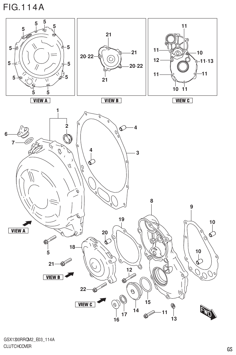 Suzuki GSX1300RRQM2_E03(9900B-31813-000)-1 CLUTCH COVER parts diagram
