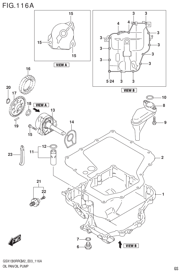 Suzuki GSX1300RRQM2_E03(9900B-31813-000)-1 OIL PAN/OIL PUMP parts diagram
