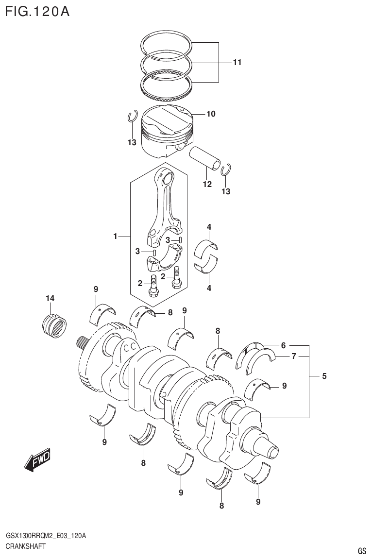 Suzuki GSX1300RRQM2_E03(9900B-31813-000)-1 CRANKSHAFT parts diagram