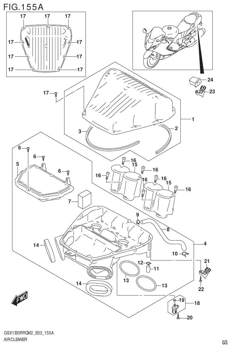 Suzuki GSX1300RRQM2_E03(9900B-31813-000)-1 AIR CLEANER parts diagram