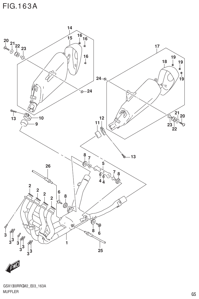 Suzuki GSX1300RRQM2_E03(9900B-31813-000)-1 MUFFLER parts diagram