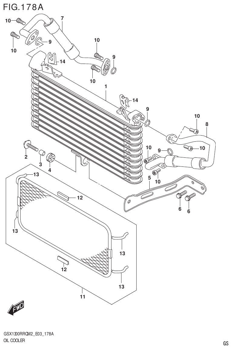 Suzuki GSX1300RRQM2_E03(9900B-31813-000)-1 OIL COOLER parts diagram