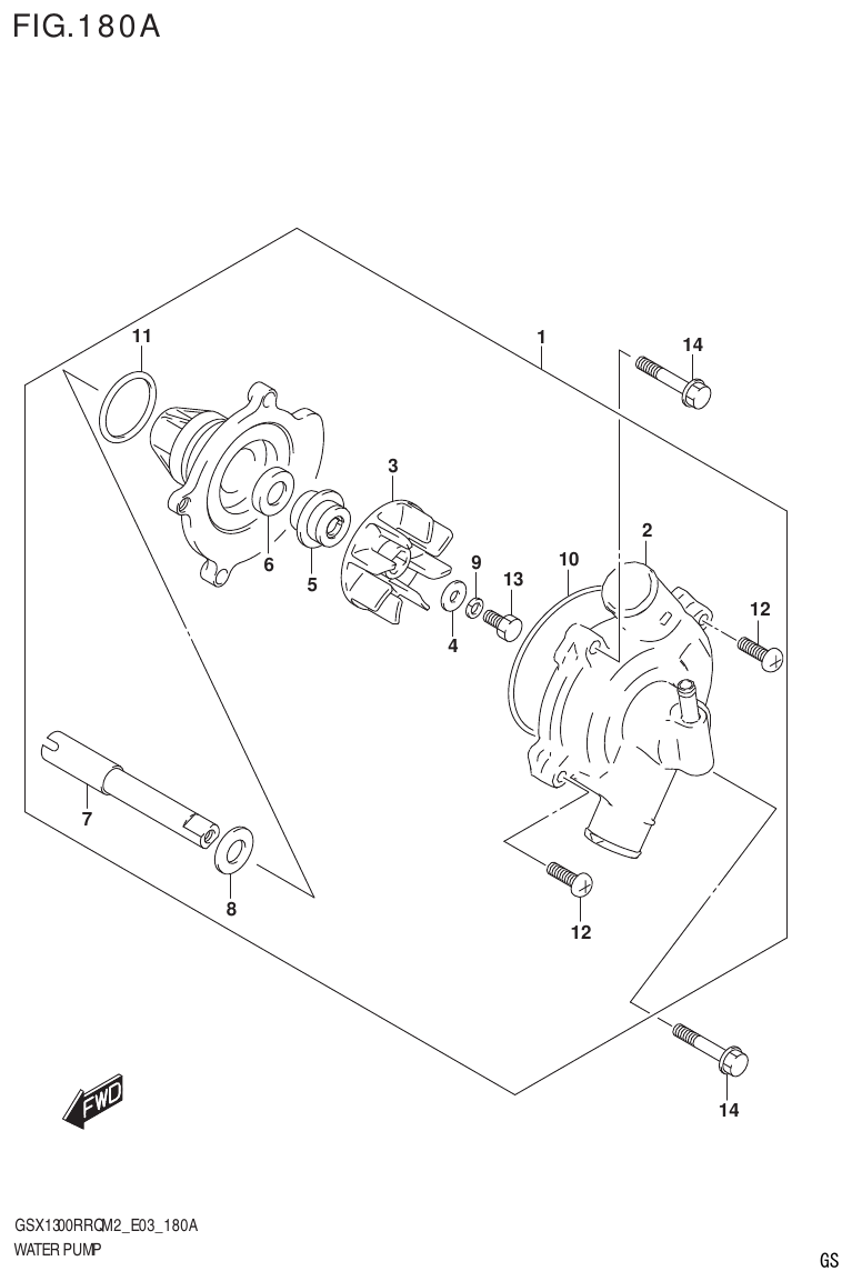 Suzuki GSX1300RRQM2_E03(9900B-31813-000)-1 WATER PUMP parts diagram