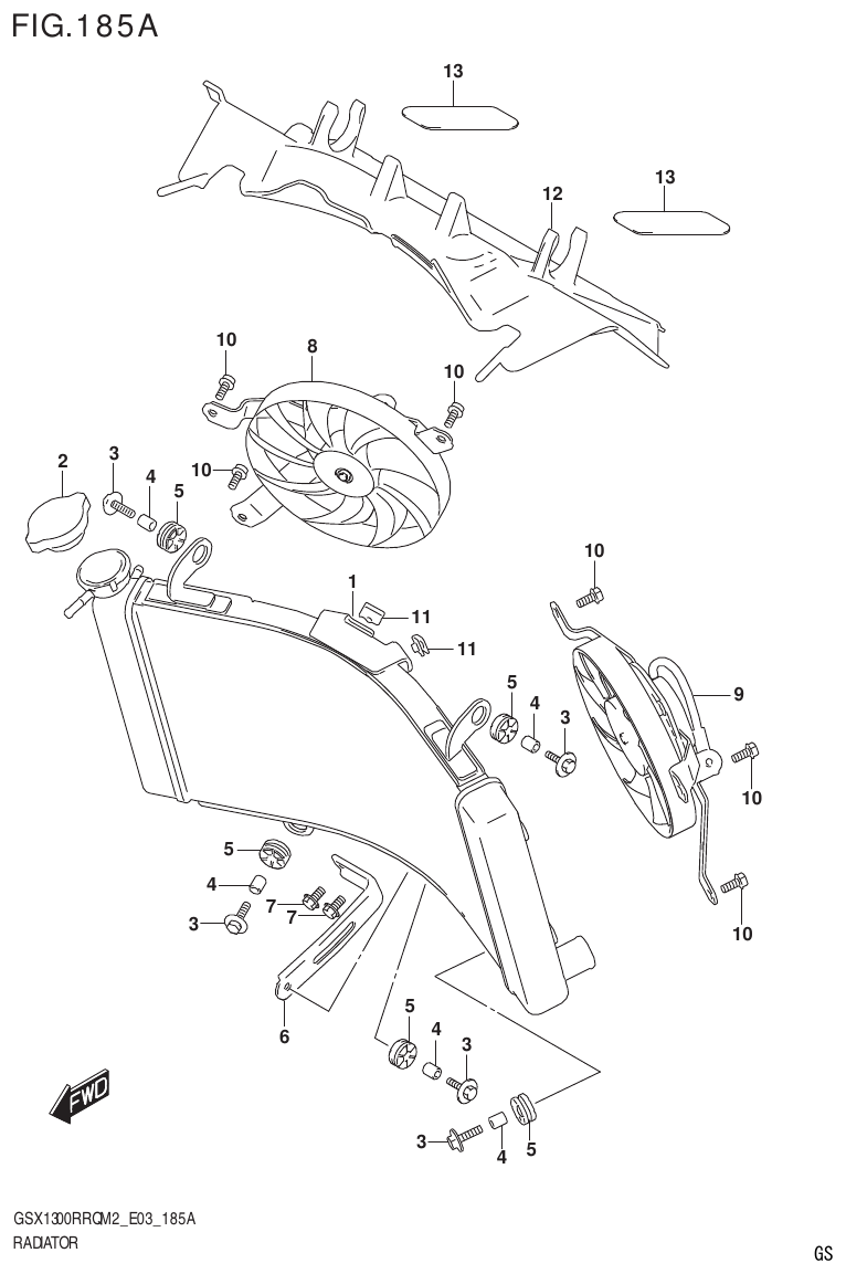 Suzuki GSX1300RRQM2_E03(9900B-31813-000)-1 RADIATOR parts diagram