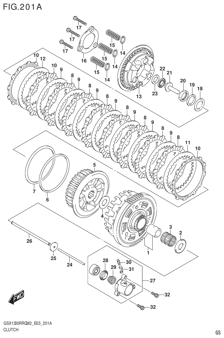 Suzuki GSX1300RRQM2_E03(9900B-31813-000)-1 CLUTCH parts diagram