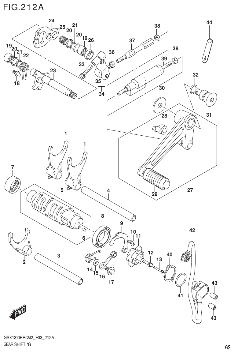 GSX1300RRQM2_E03(9900B-31813-000)-1 – section 212A GEAR SHIFTING parts diagram