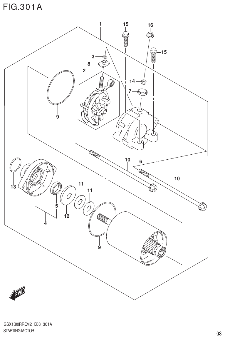 Suzuki GSX1300RRQM2_E03(9900B-31813-000)-1 STARTING MOTOR parts diagram