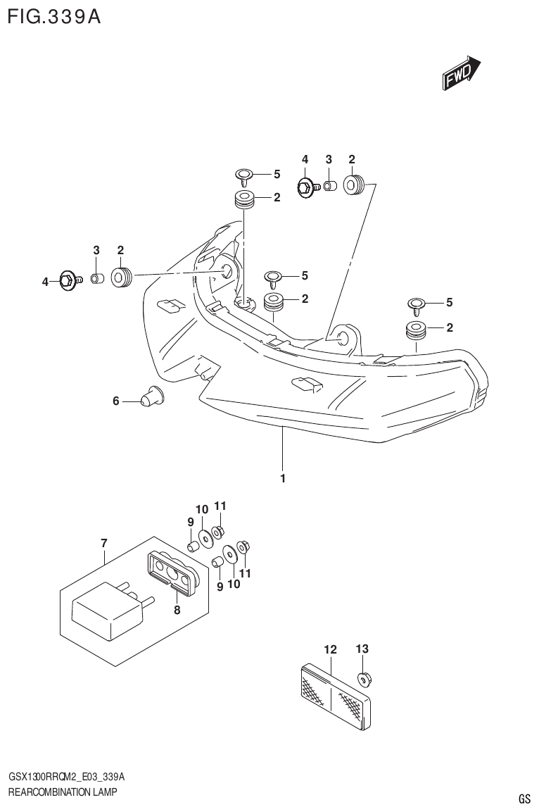 Suzuki GSX1300RRQM2_E03(9900B-31813-000)-1 REAR COMBINATION LAMP parts diagram