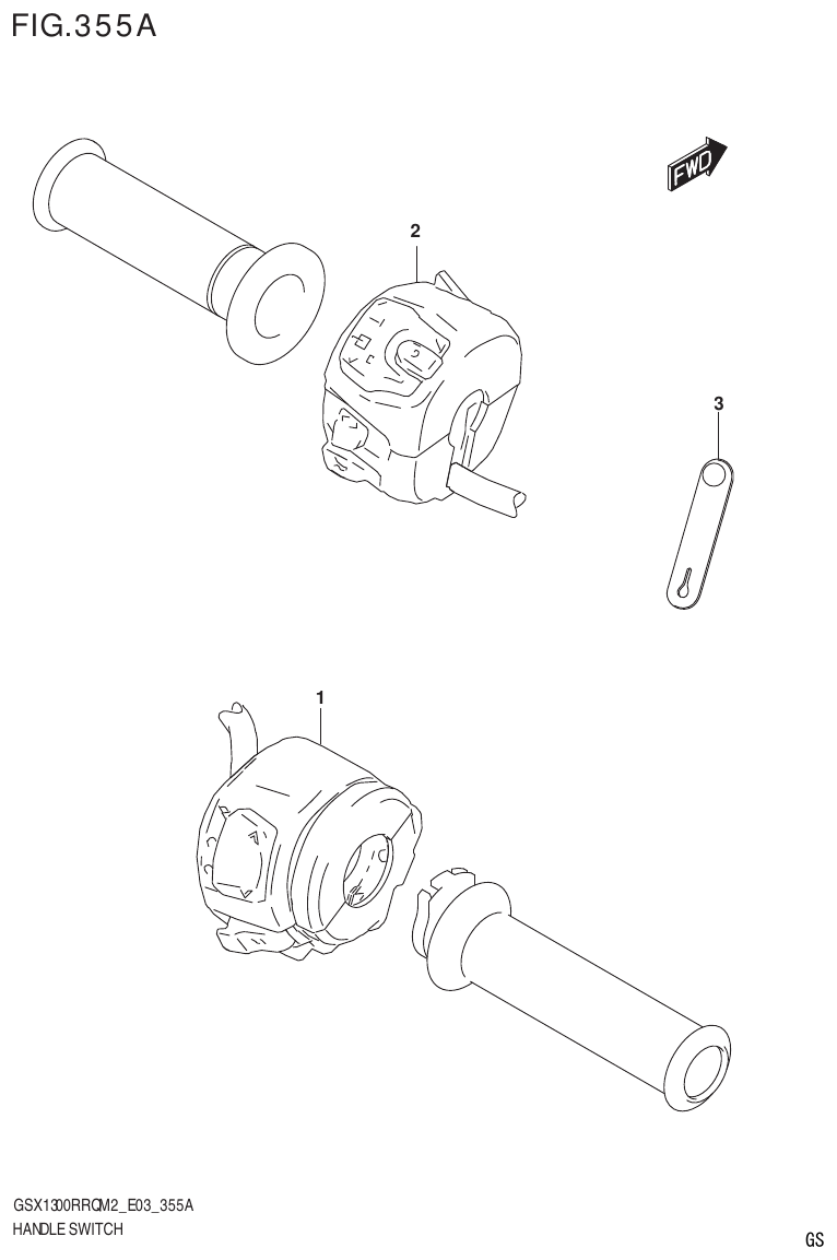 Suzuki GSX1300RRQM2_E03(9900B-31813-000)-1 HANDLE SWITCH parts diagram