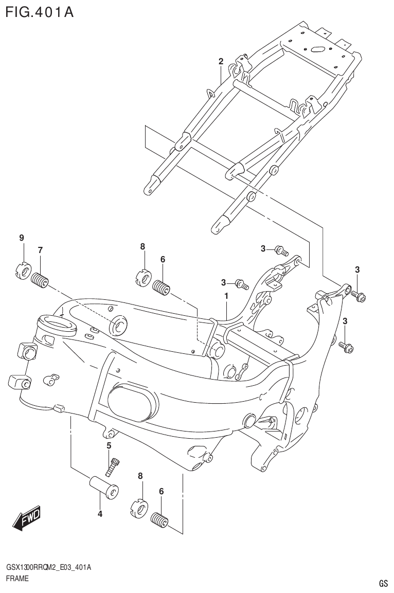 Suzuki GSX1300RRQM2_E03(9900B-31813-000)-1 FRAME parts diagram
