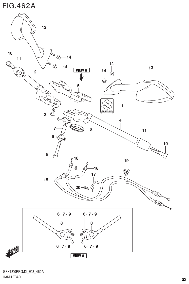 Suzuki GSX1300RRQM2_E03(9900B-31813-000)-1 HANDLEBAR parts diagram