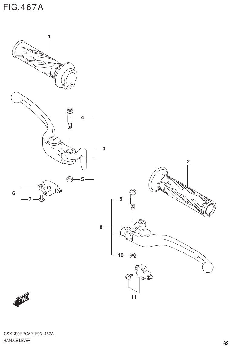Suzuki GSX1300RRQM2_E03(9900B-31813-000)-1 HANDLE LEVER parts diagram