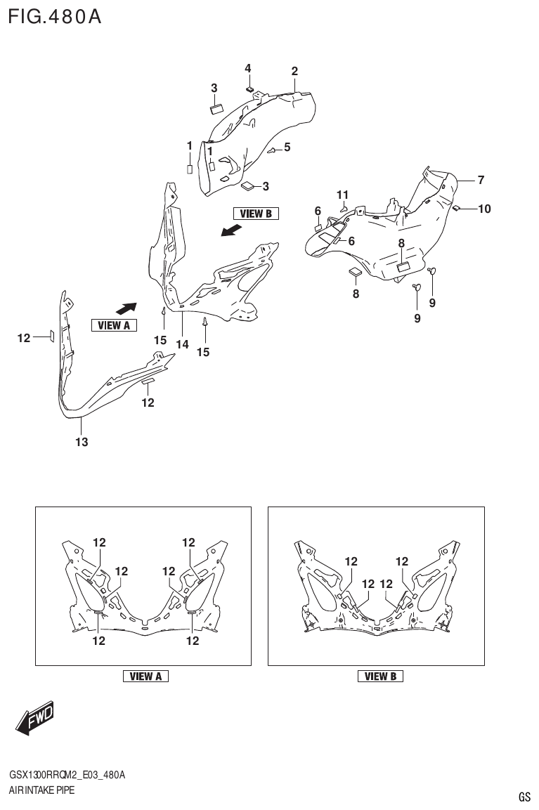Suzuki GSX1300RRQM2_E03(9900B-31813-000)-1 AIR INTAKE PIPE (GSX1300RRQ) parts diagram