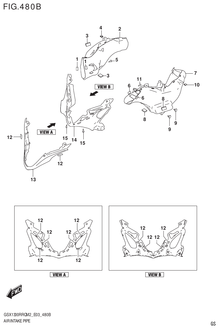 Suzuki GSX1300RRQM2_E03(9900B-31813-000)-1 AIR INTAKE PIPE (GSX1300RRQZ) parts diagram