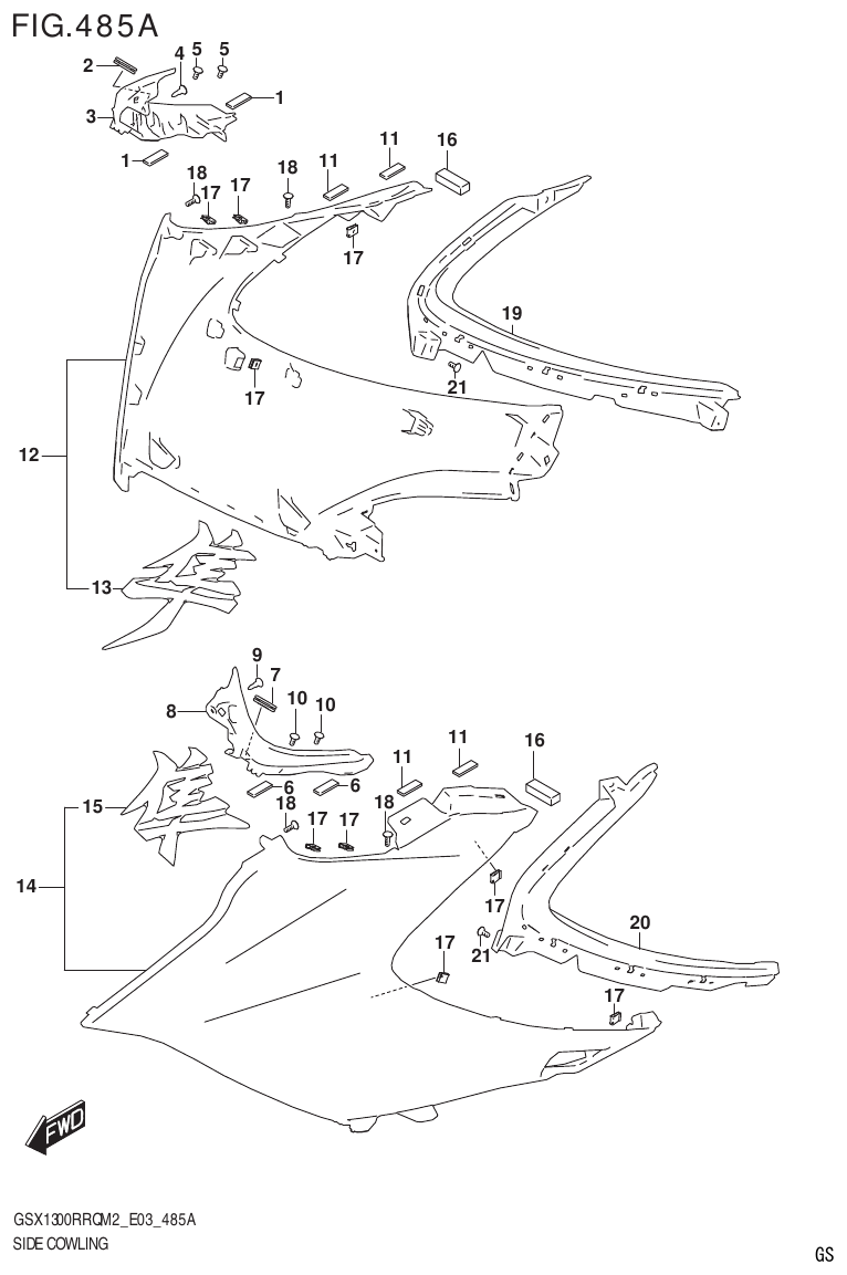 Suzuki GSX1300RRQM2_E03(9900B-31813-000)-1 SIDE COWLING (GSX1300RRQ) parts diagram