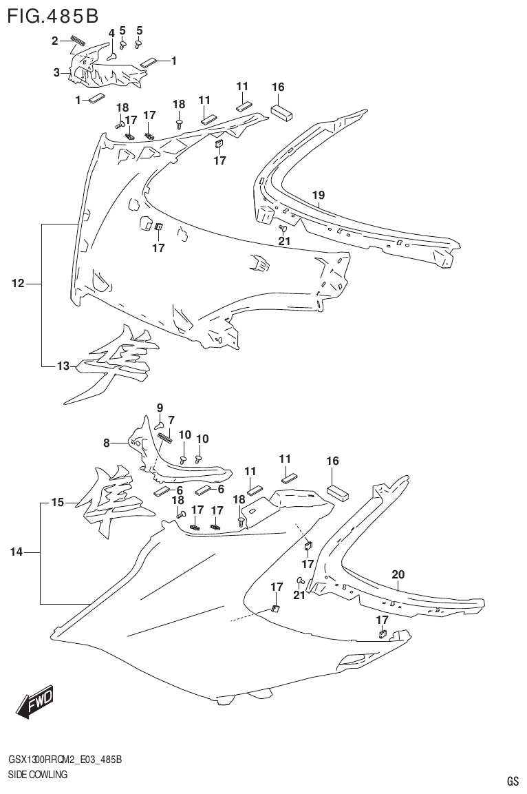 Suzuki GSX1300RRQM2_E03(9900B-31813-000)-1 SIDE COWLING (GSX1300RRQZ) parts diagram