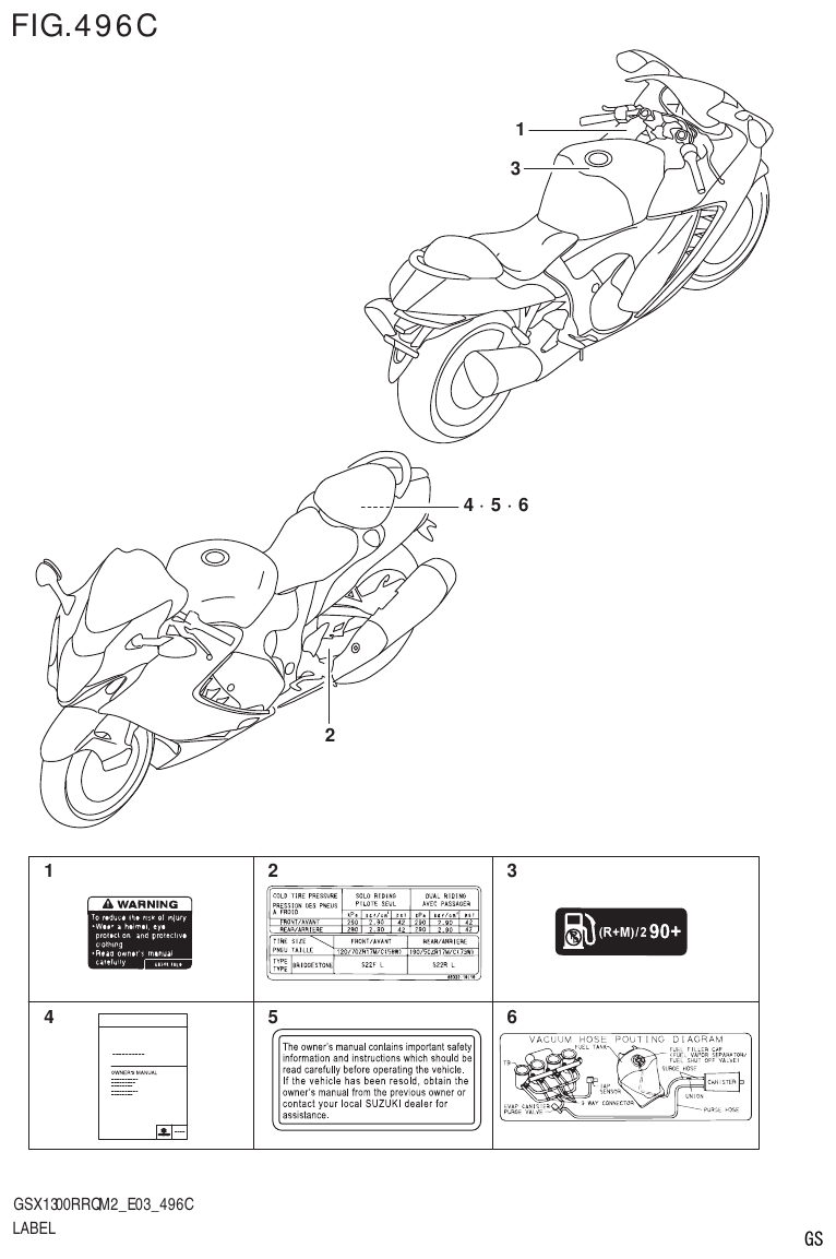 Suzuki GSX1300RRQM2_E03(9900B-31813-000)-1 LABEL (E33) parts diagram