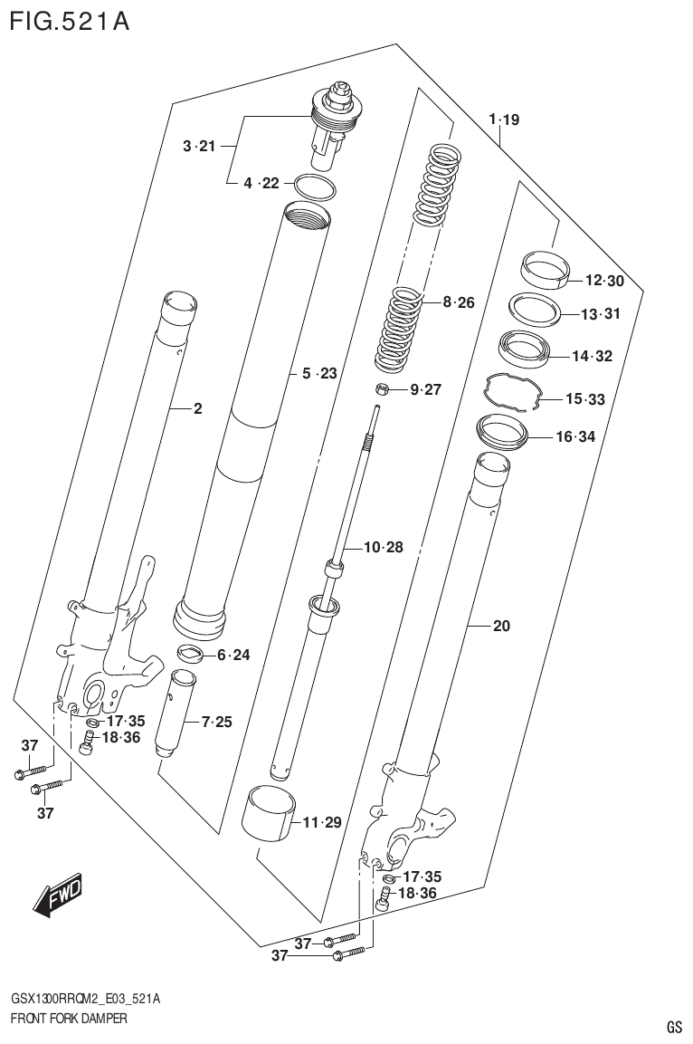 Suzuki GSX1300RRQM2_E03(9900B-31813-000)-1 FRONT FORK DAMPER parts diagram