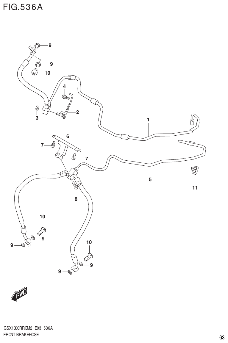 Suzuki GSX1300RRQM2_E03(9900B-31813-000)-1 FRONT BRAKE HOSE parts diagram