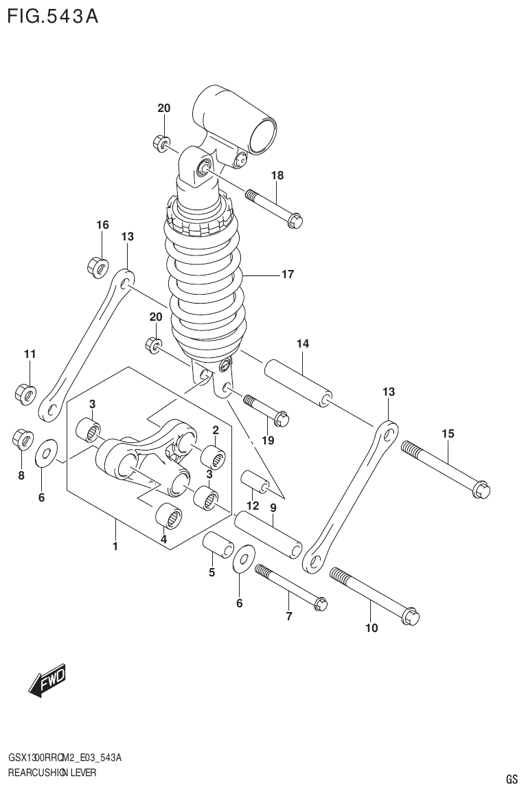 Suzuki GSX1300RRQM2_E03(9900B-31813-000)-1 REAR CUSHION LEVER parts diagram