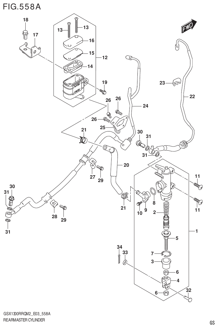 Suzuki GSX1300RRQM2_E03(9900B-31813-000)-1 REAR MASTER CYLINDER parts diagram