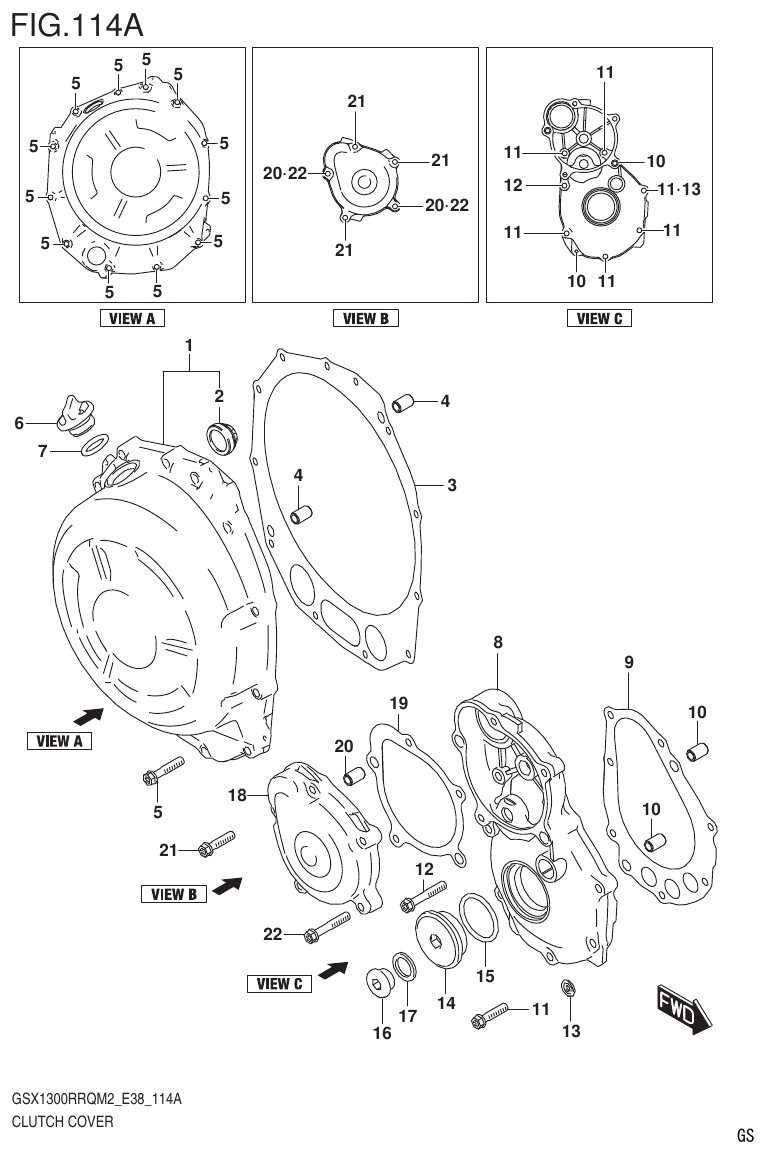 Suzuki GSX1300RRQM2_E38(9900B-31885-000) CLUTCH COVER parts diagram