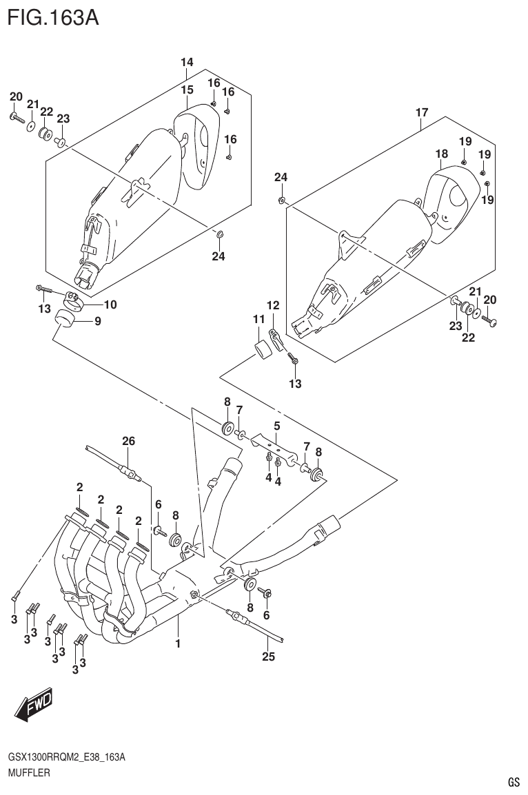 Suzuki GSX1300RRQM2_E38(9900B-31885-000) MUFFLER parts diagram