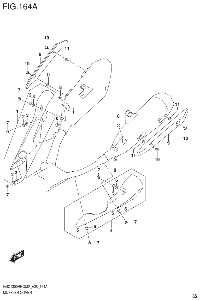 Suzuki GSX1300RRQM2_E38(9900B-31885-000) MUFFLER COVER parts diagram