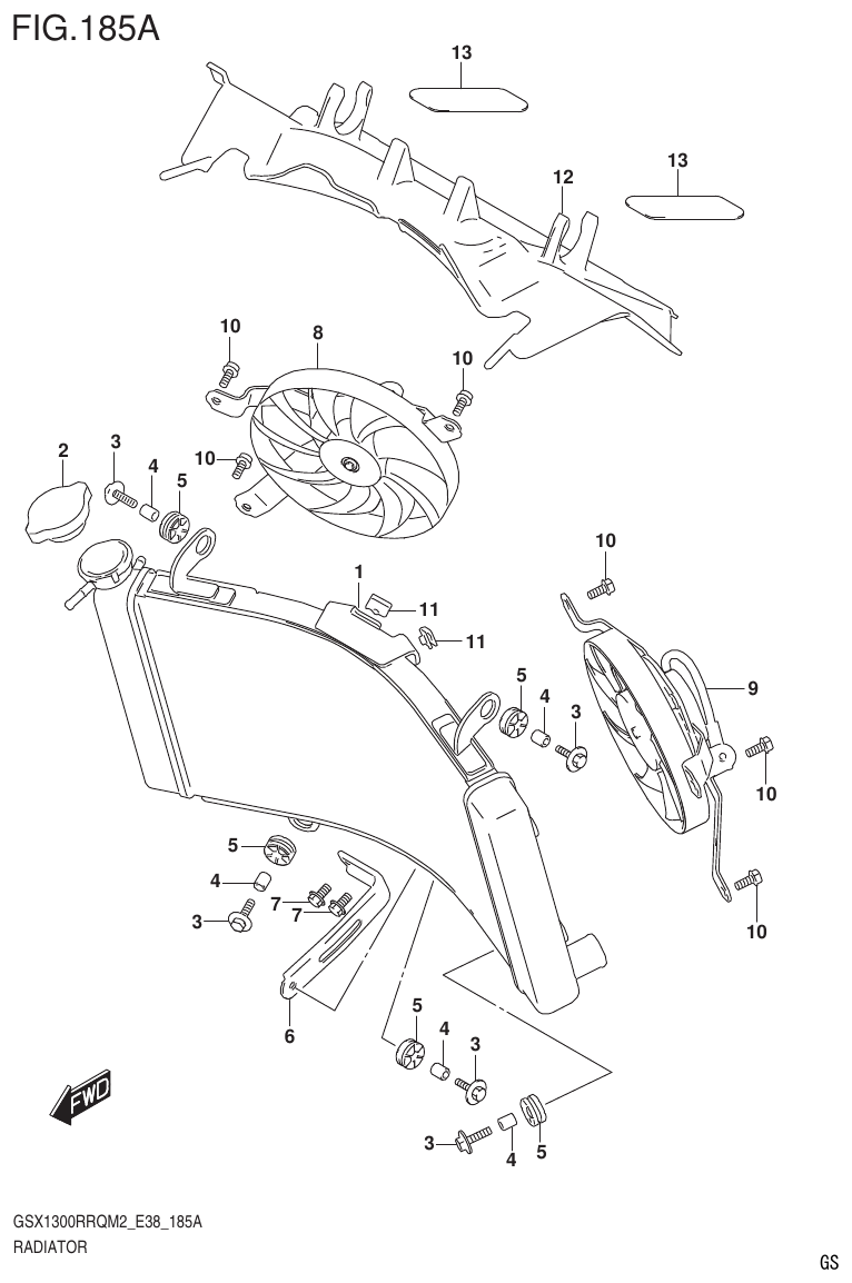 Suzuki GSX1300RRQM2_E38(9900B-31885-000) RADIATOR parts diagram