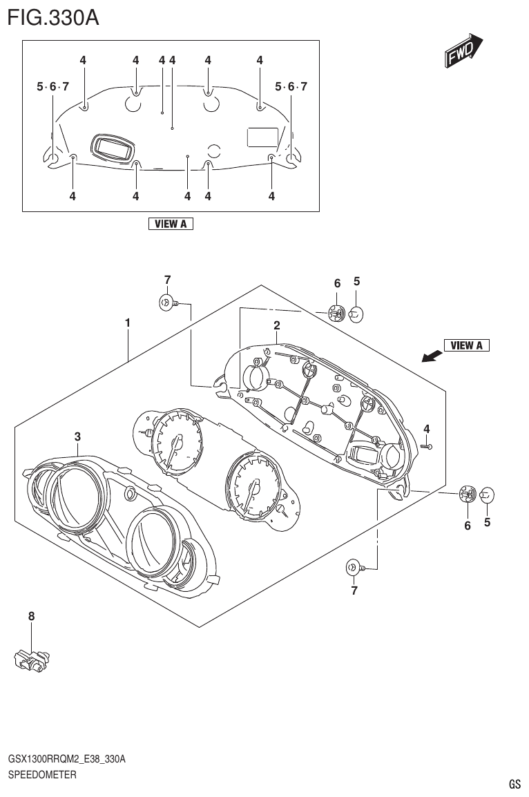 Suzuki GSX1300RRQM2_E38(9900B-31885-000) SPEEDOMETER parts diagram
