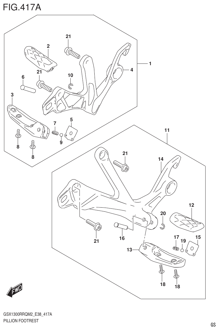 Suzuki GSX1300RRQM2_E38(9900B-31885-000) PILLION FOOTREST parts diagram