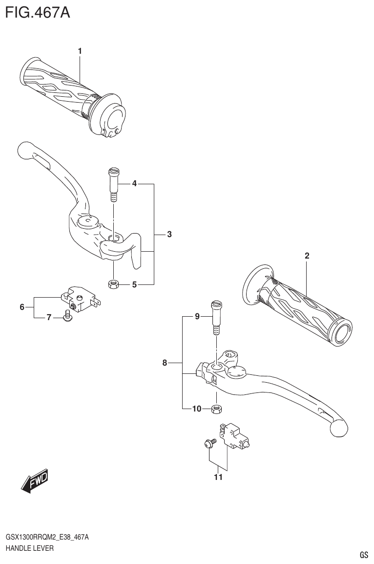 Suzuki GSX1300RRQM2_E38(9900B-31885-000) HANDLE LEVER parts diagram