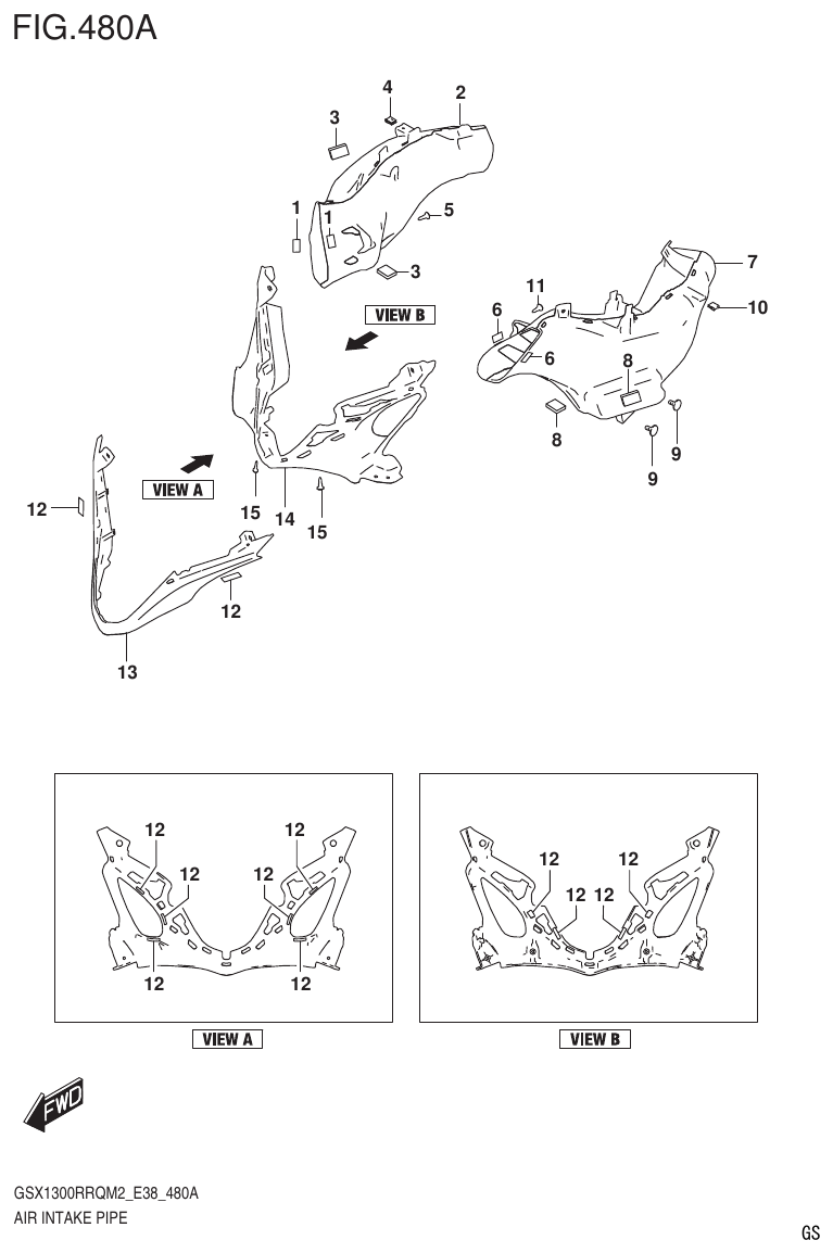 Suzuki GSX1300RRQM2_E38(9900B-31885-000) AIR INTAKE PIPE (GSX1300RRQM2 E38) parts diagram
