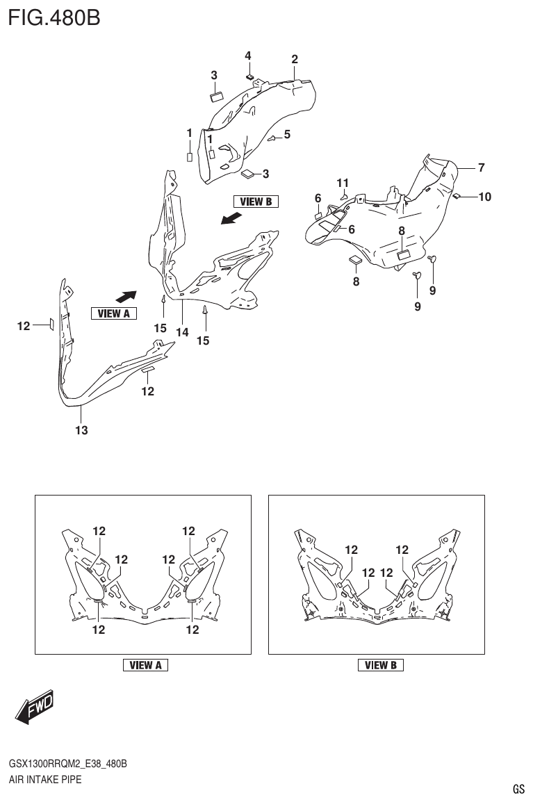 Suzuki GSX1300RRQM2_E38(9900B-31885-000) AIR INTAKE PIPE (GSX1300RRQZM2 E38) parts diagram