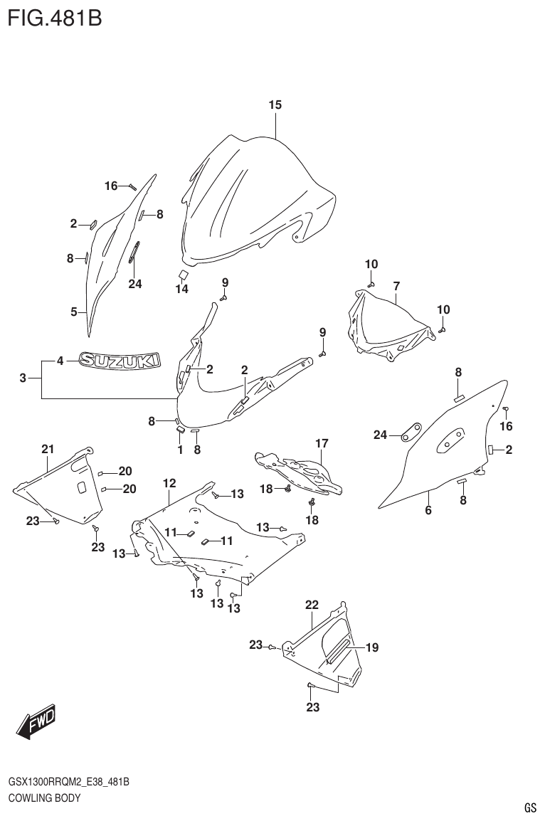 Suzuki GSX1300RRQM2_E38(9900B-31885-000) COWLING BODY (GSX1300RRQZM2 E38) parts diagram