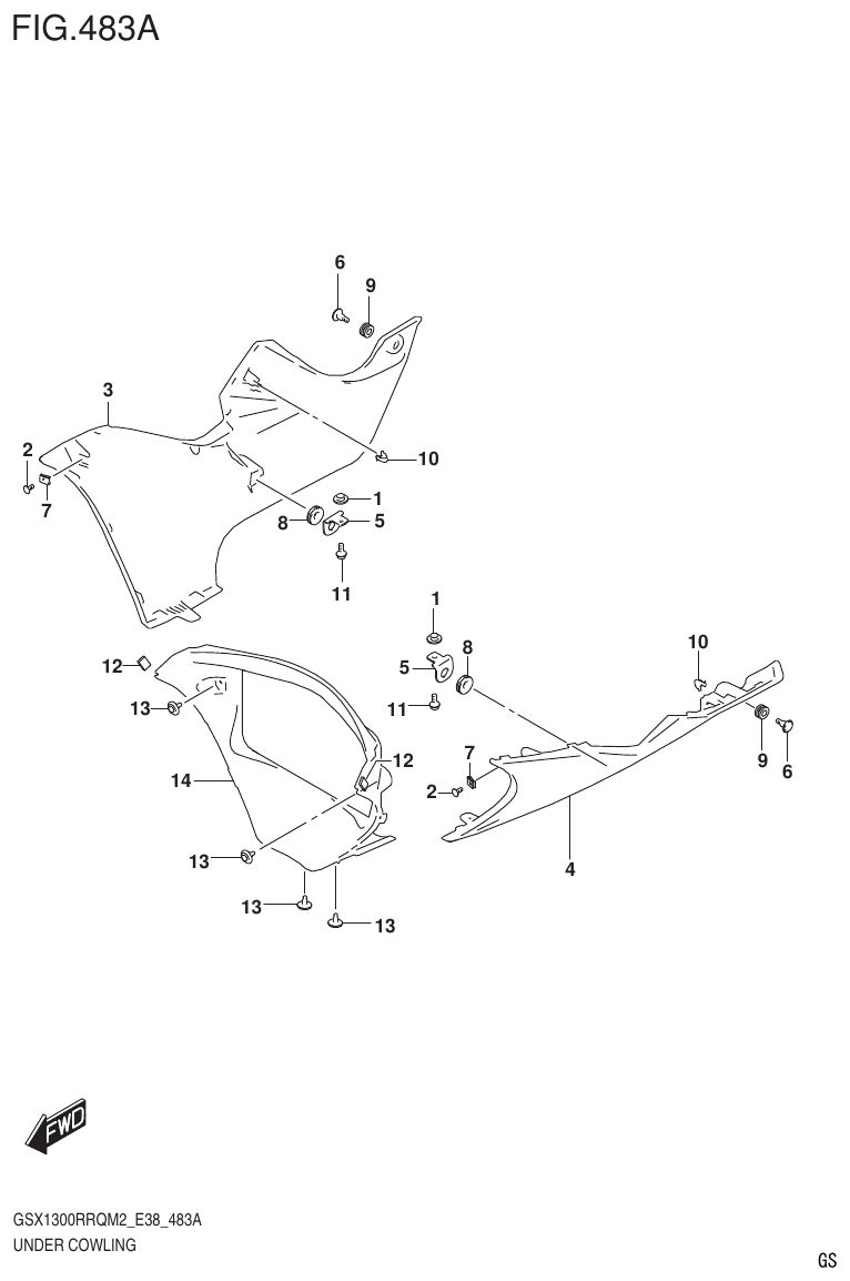 Suzuki GSX1300RRQM2_E38(9900B-31885-000) UNDER COWLING (GSX1300RRQM2 E38) parts diagram