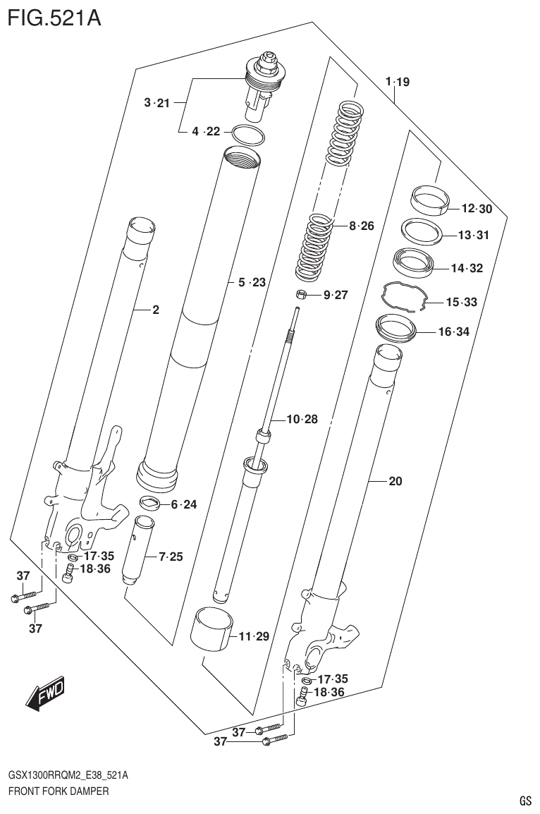 Suzuki GSX1300RRQM2_E38(9900B-31885-000) FRONT FORK DAMPER parts diagram