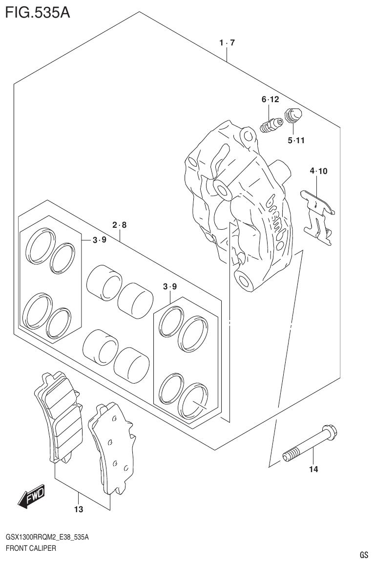 Suzuki GSX1300RRQM2_E38(9900B-31885-000) FRONT CALIPER parts diagram