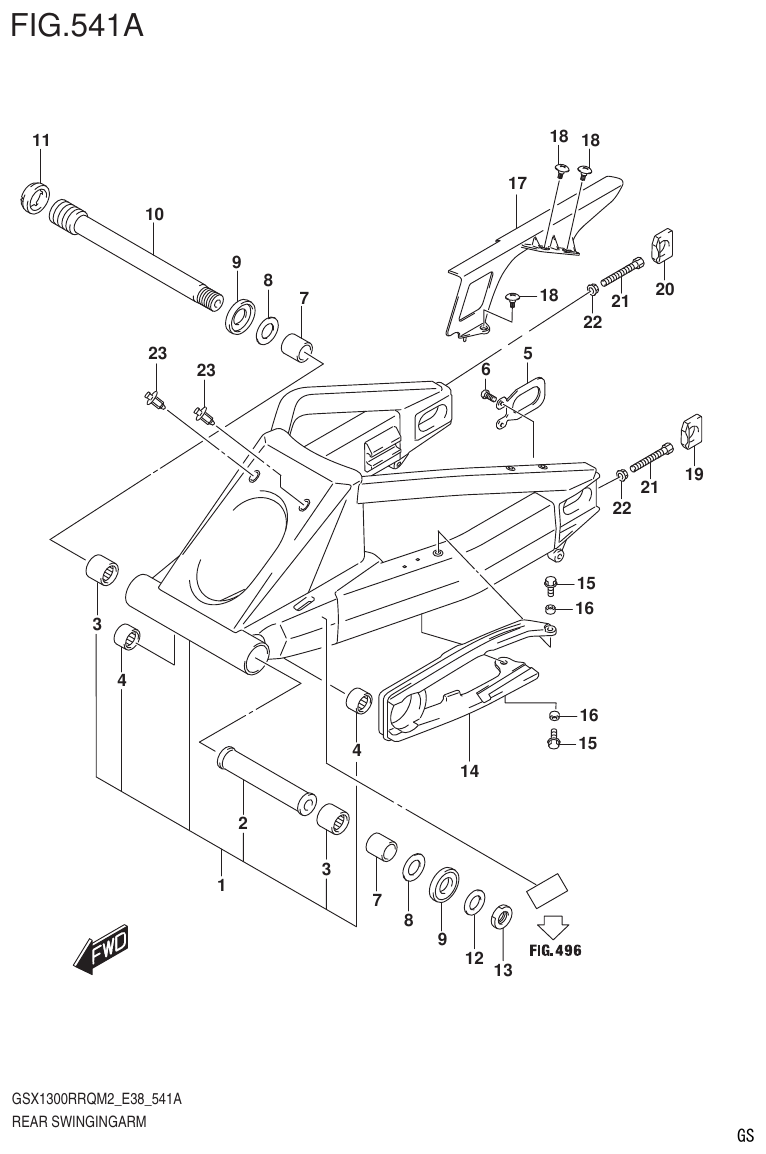 Suzuki GSX1300RRQM2_E38(9900B-31885-000) REAR SWINGINGARM parts diagram