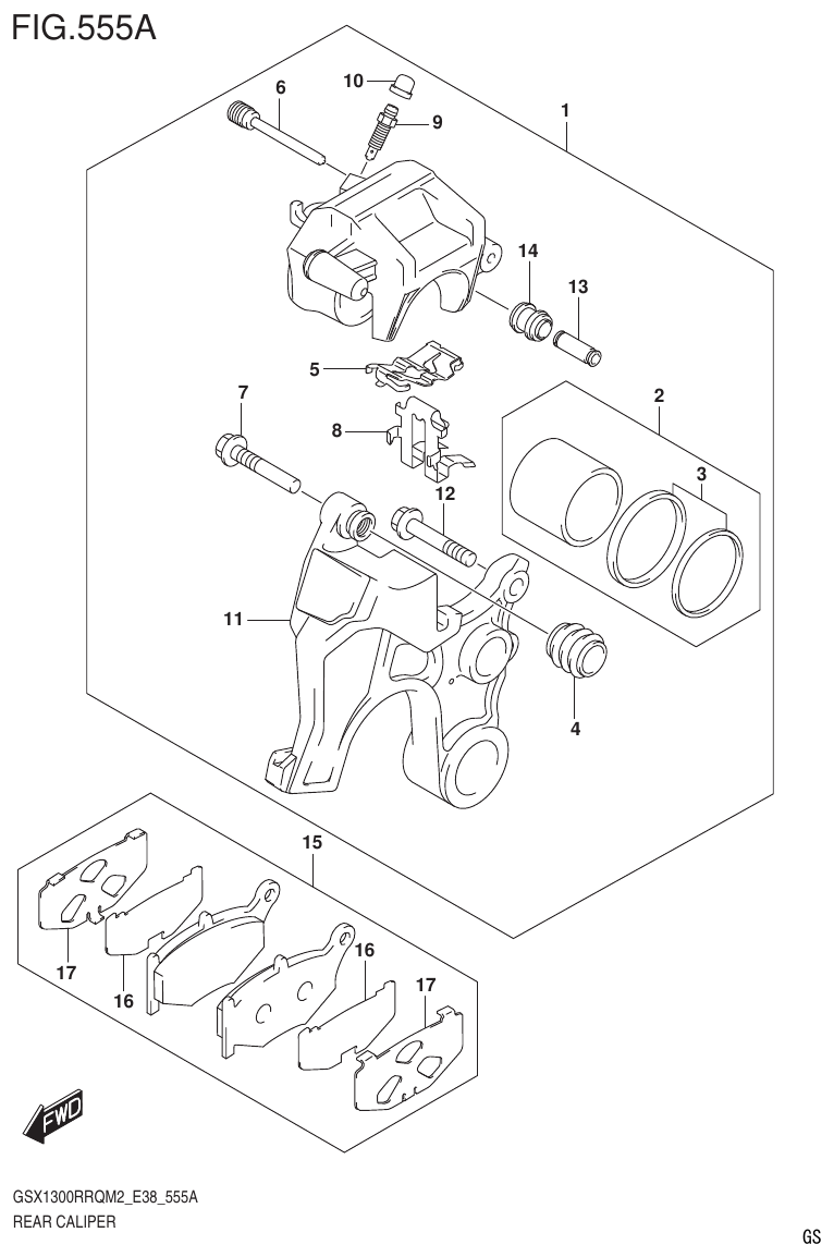 Suzuki GSX1300RRQM2_E38(9900B-31885-000) REAR CALIPER parts diagram