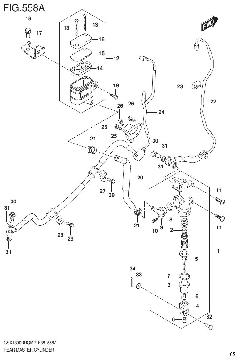 Suzuki GSX1300RRQM2_E38(9900B-31885-000) REAR MASTER CYLINDER parts diagram