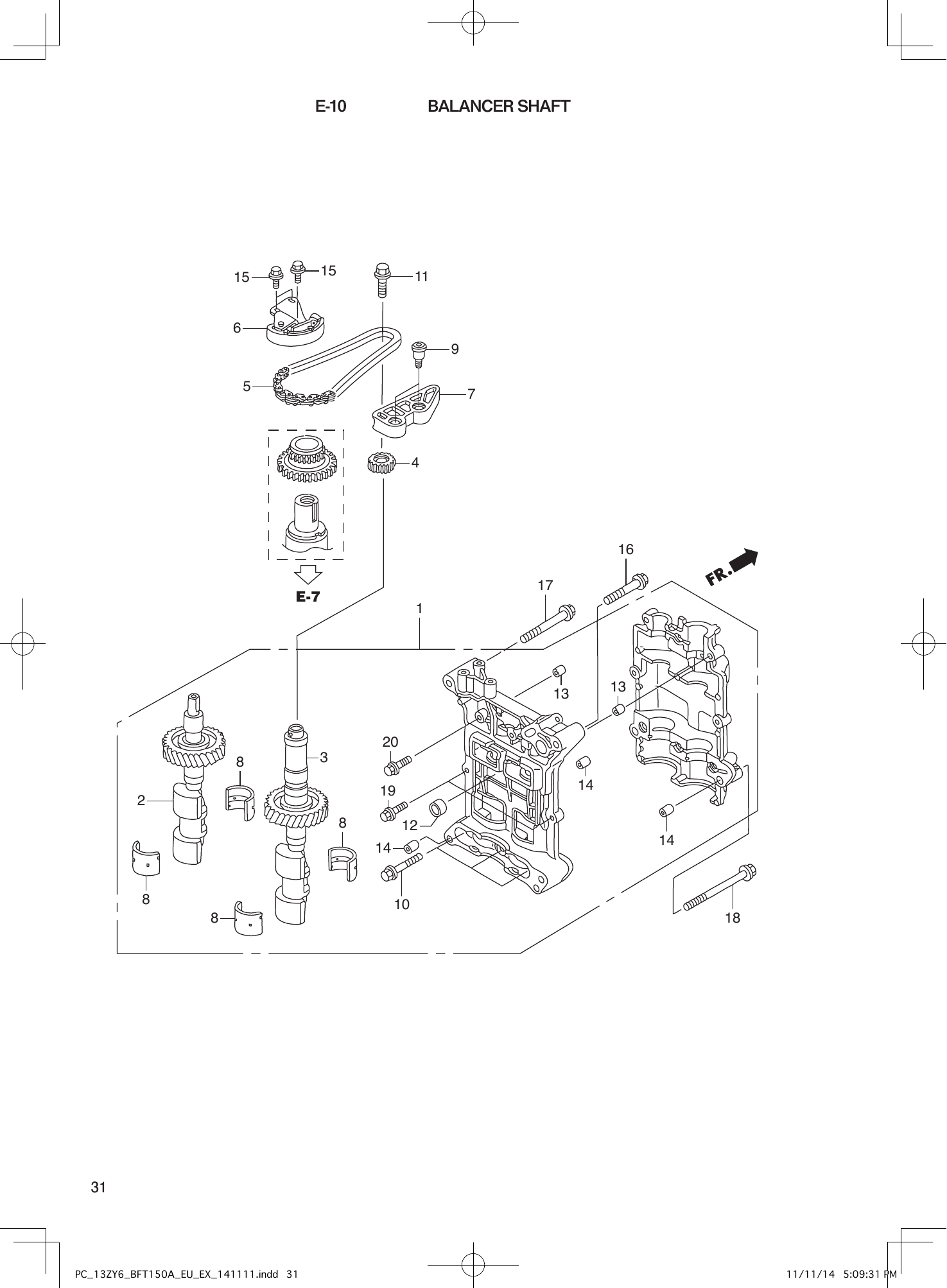 Tohatsu BFT150A BALANCER SHAFT parts diagram
