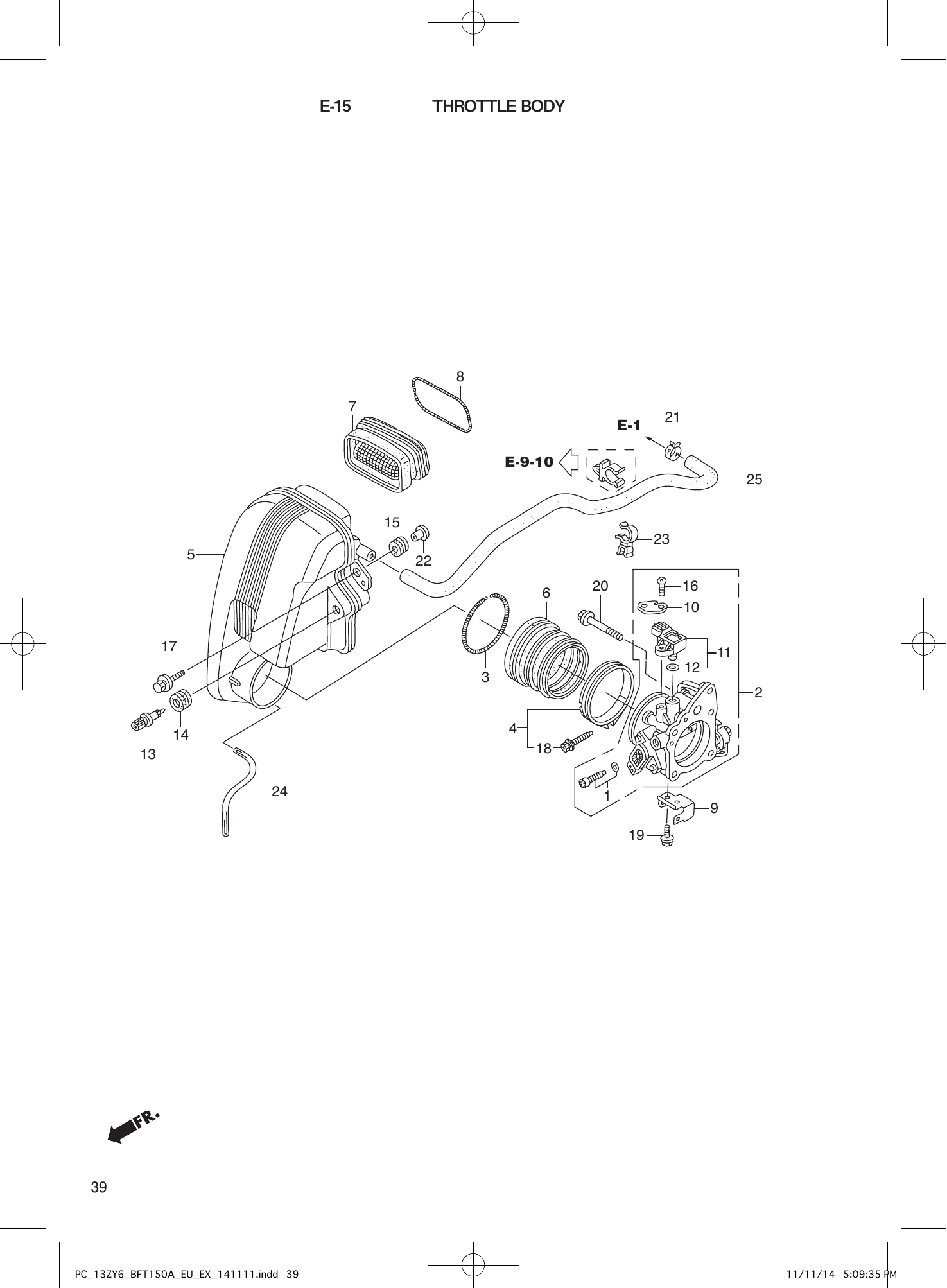 Tohatsu BFT150A THROTTLE BODY parts diagram