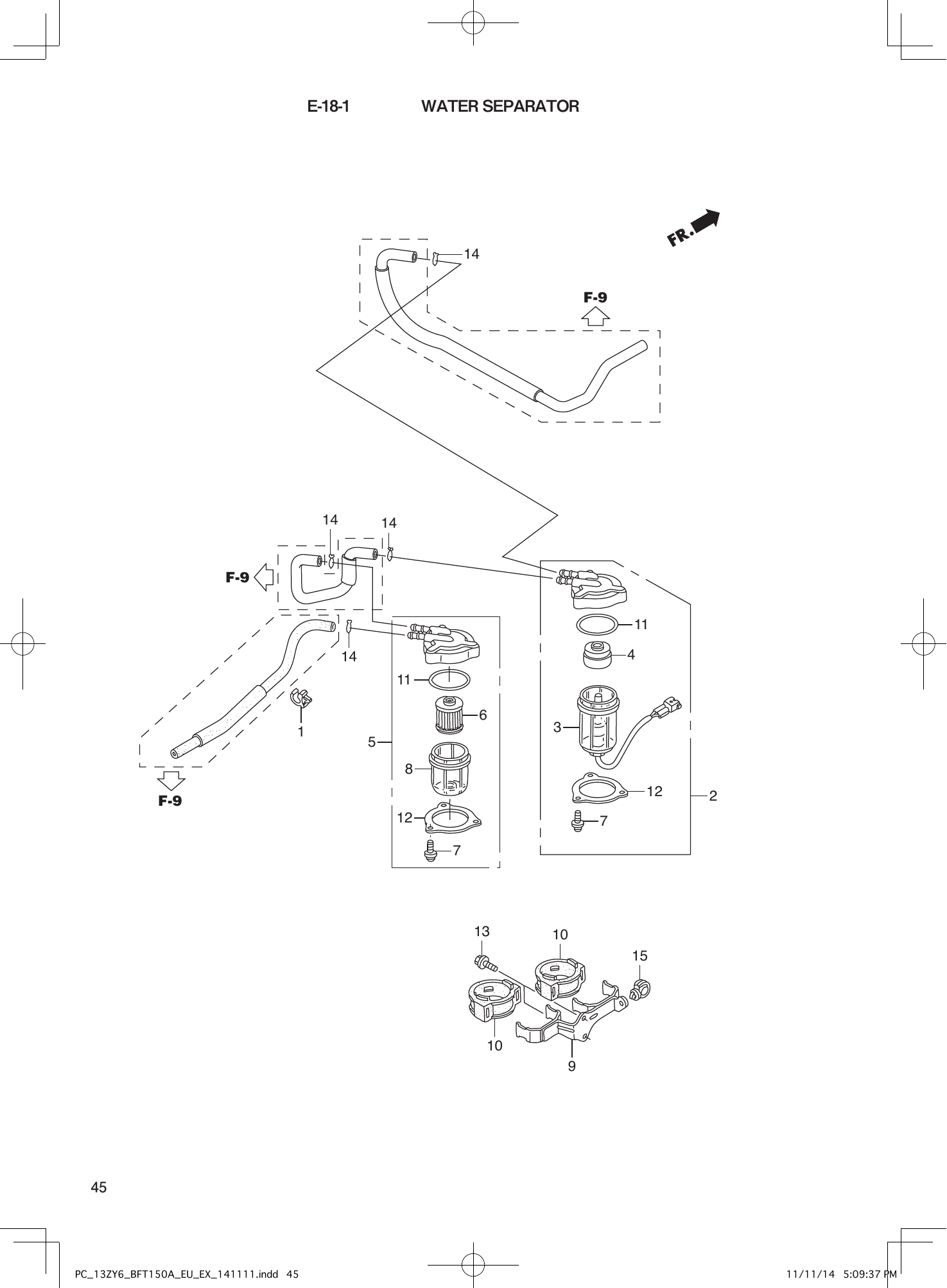 Tohatsu BFT150A WATER SEPARATOR parts diagram