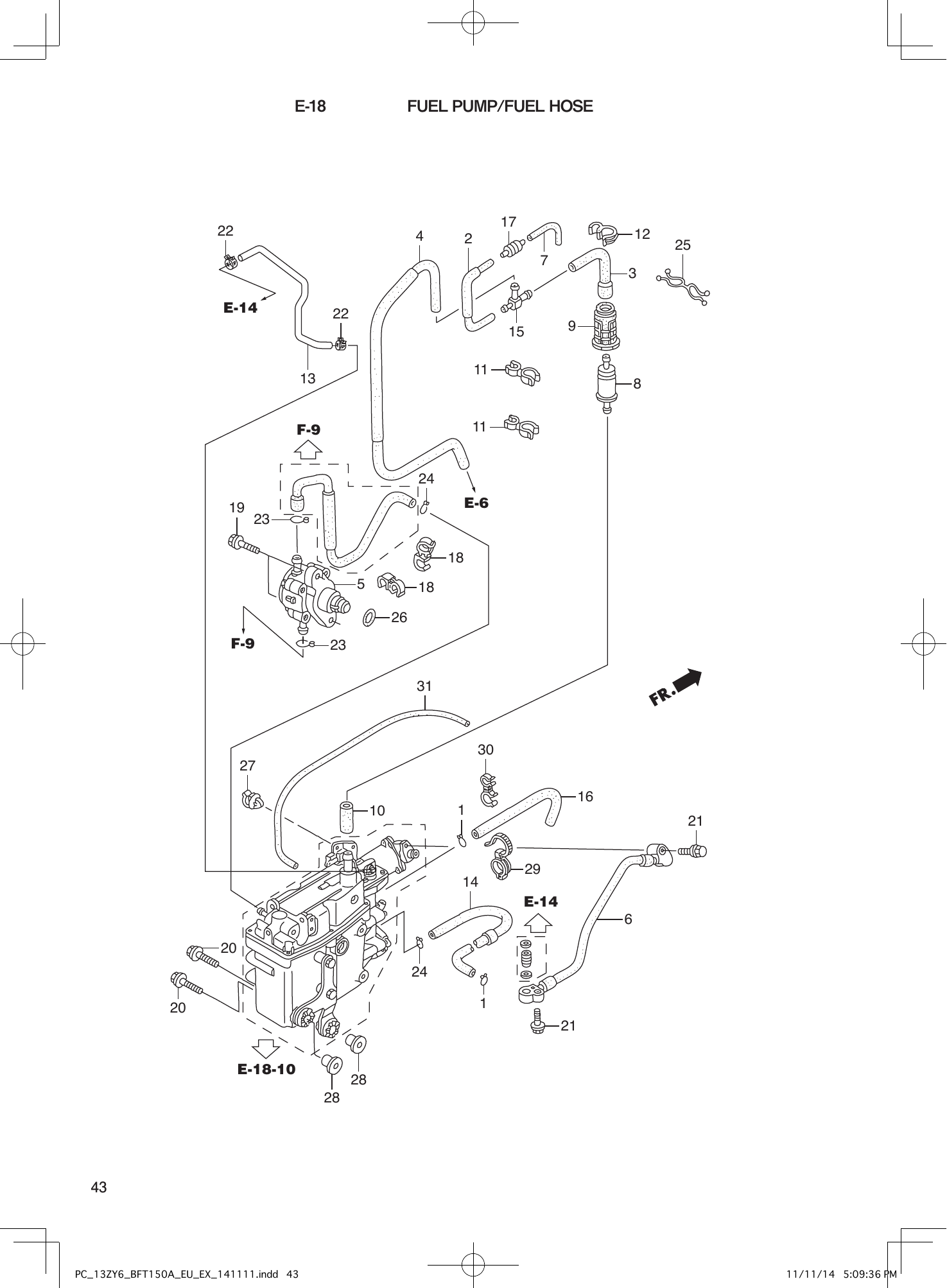 Tohatsu BFT150A FUEL PUMP/FUEL HOSE parts diagram