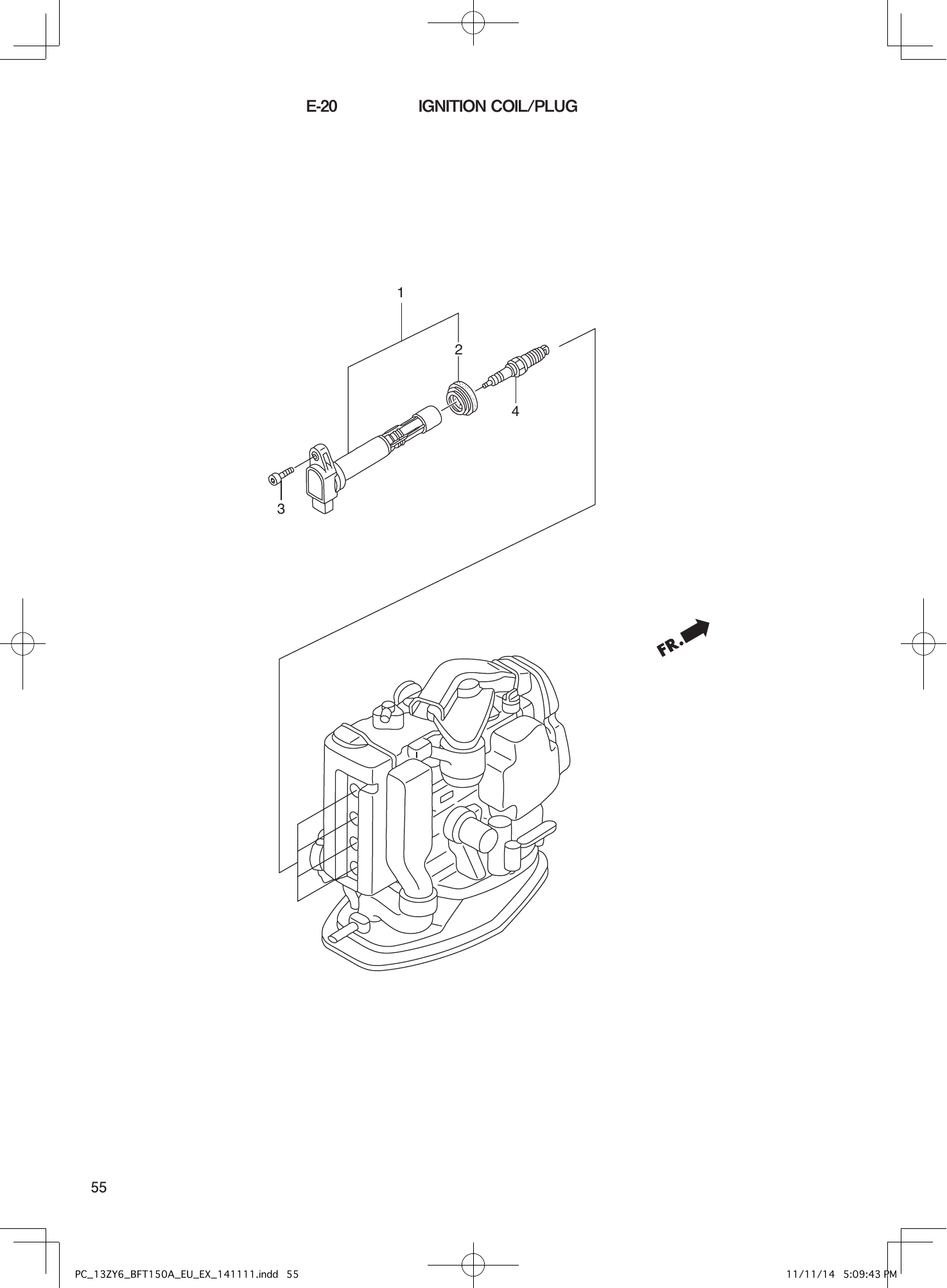 Tohatsu BFT150A IGNITION COIL/PLUG parts diagram