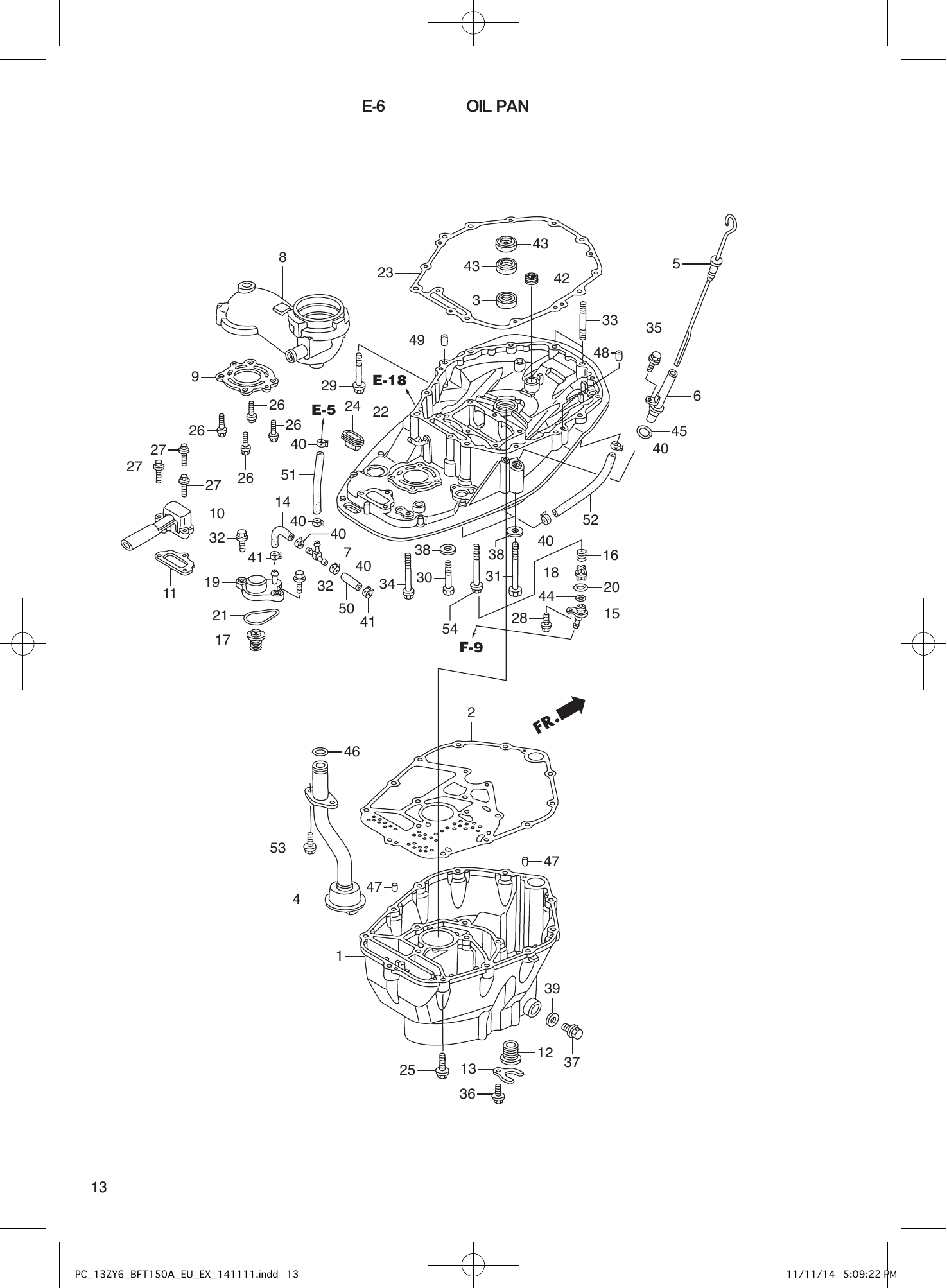 Tohatsu BFT150A OIL PAN parts diagram