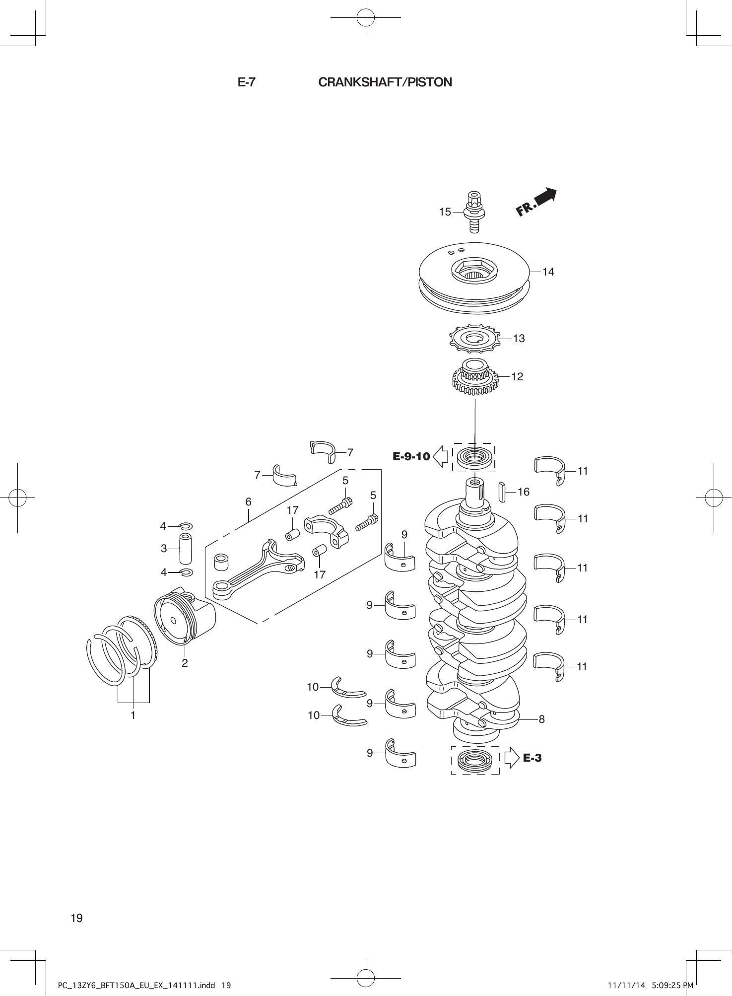 Tohatsu BFT150A CRANKSHAFT/PISTON parts diagram